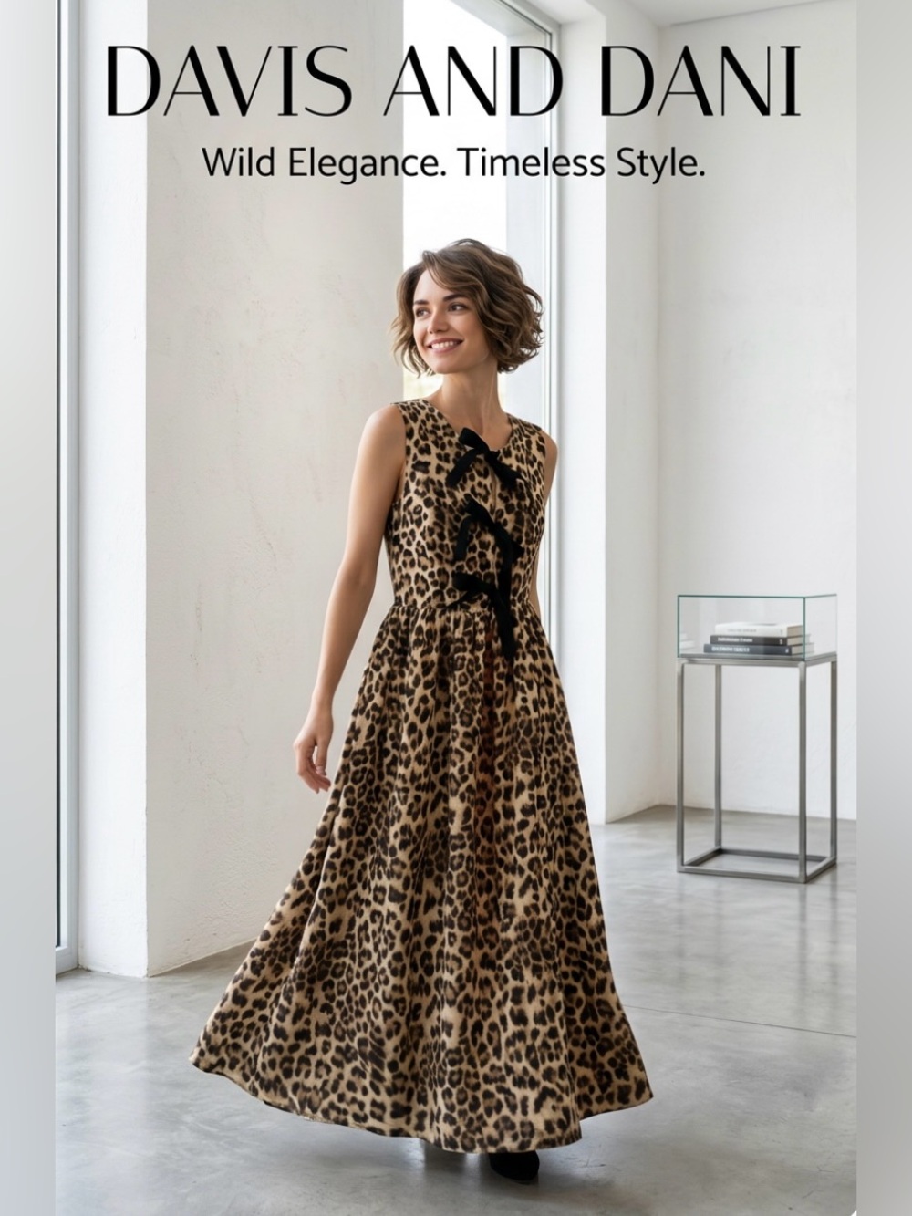Like New ~ Davis & Dani Boutique Leopard Print Maxi Dress - Tan/Black ~ Size L